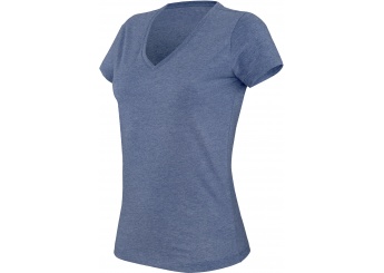 T-shirt de senhora de manga curta com decote em V em polister/algodo
