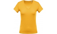 T-shirt de senhora com decote em V de manga curta Cores