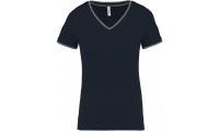 T-shirt de malha piqu de senhora com decote V