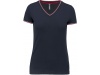  T-shirt de malha piqu de senhora com decote V